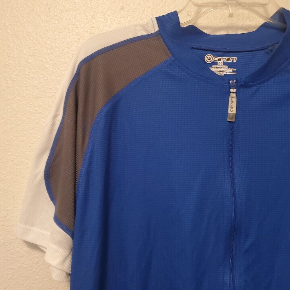 Canari Cycling Jersey Men's Size L Blue Short Sleeve 3 Back Pockets 1/2 Zip - Picture 5 of 12